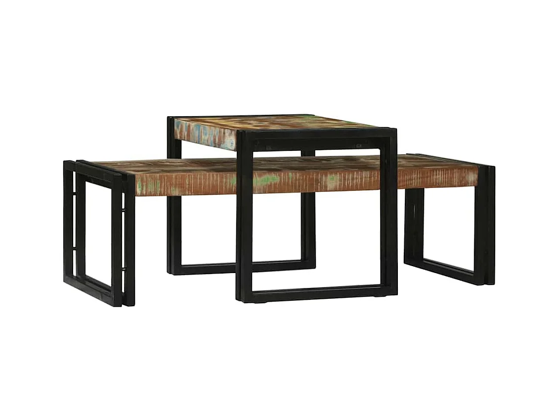Table basse 2 pcs Multicolore bois de récupération massif