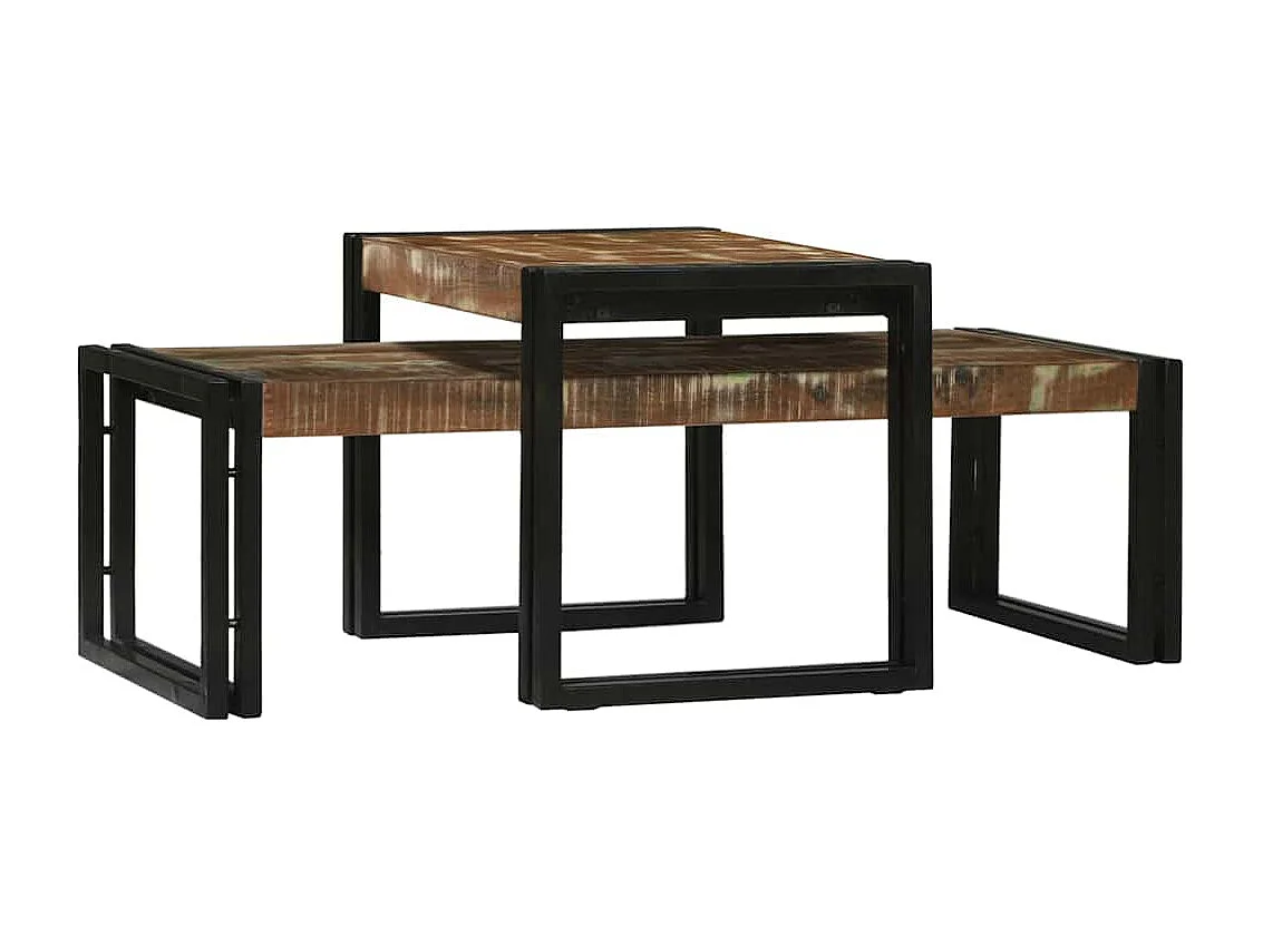 Table basse 2 pcs Multicolore bois de récupération massif