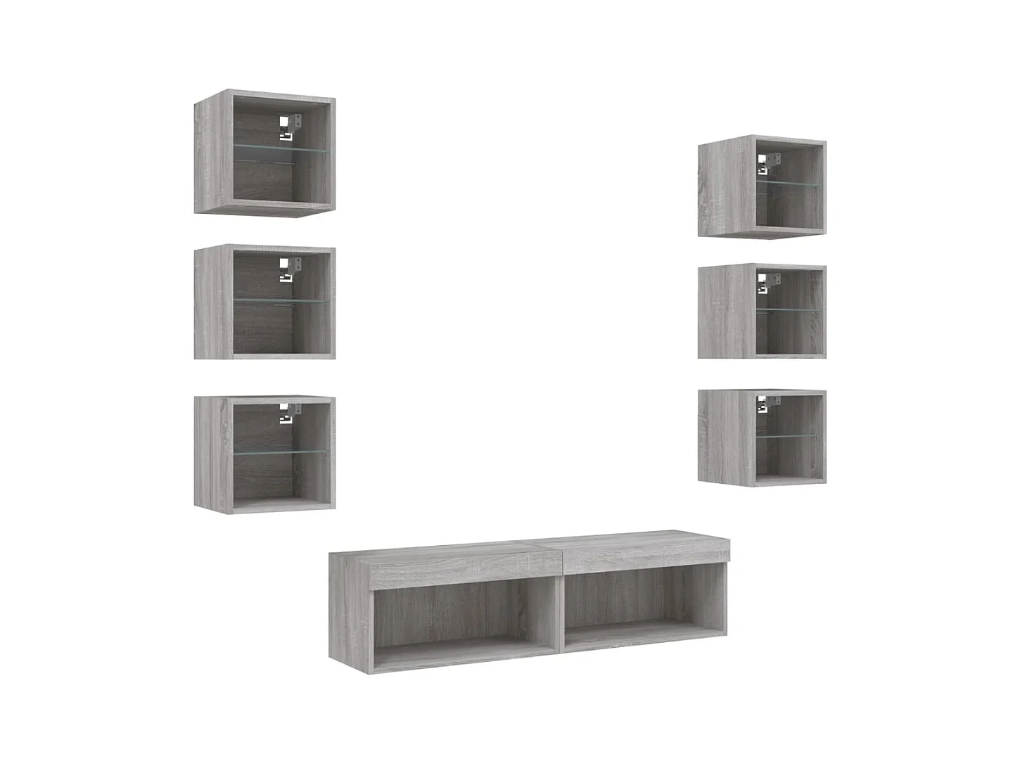 Unités murales TV avec LED 8 pcs gris sonoma bois d'ingénierie