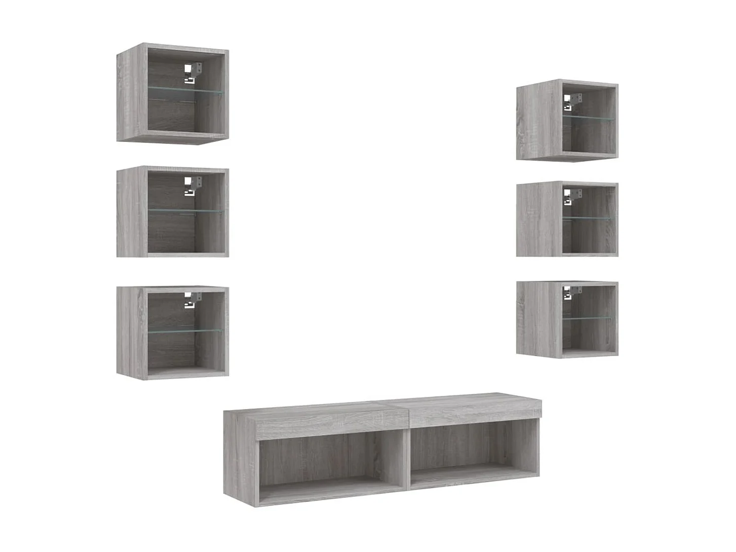Mobili TV a Muro con LED 8pz Grigio Sonoma Legno Multistrato