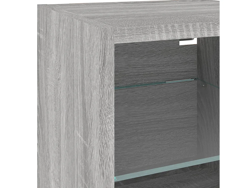 8-delige Tv-wandmeubelset met LED bewerkt hout grijs sonoma