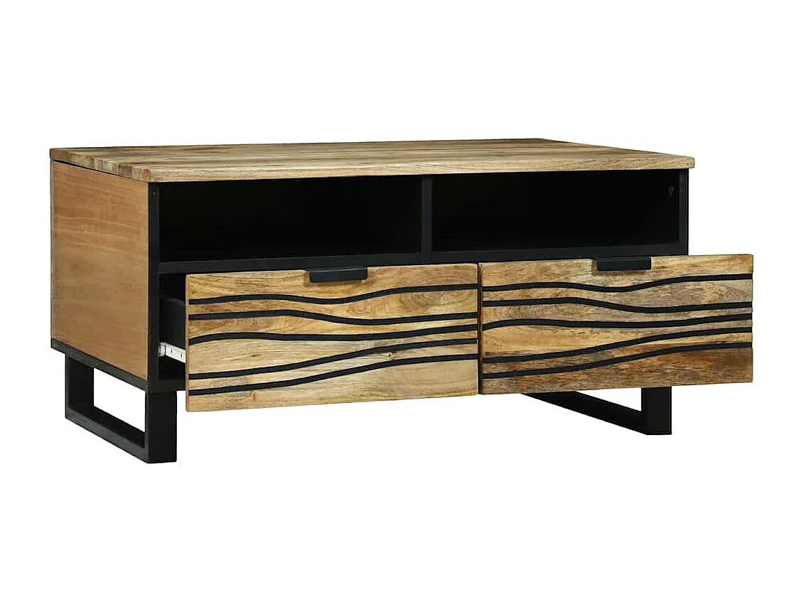 Table basse Marron et Noir 80 x 54 x 40 cm Bois d'acacia massif