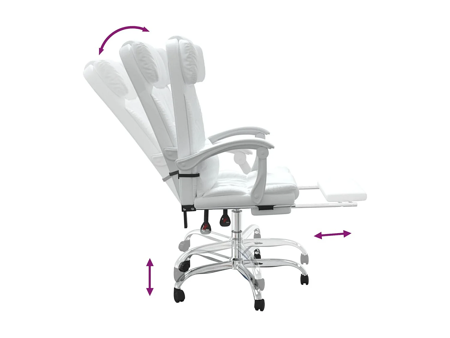 Silla de oficina reclinable cuero sintético blanco