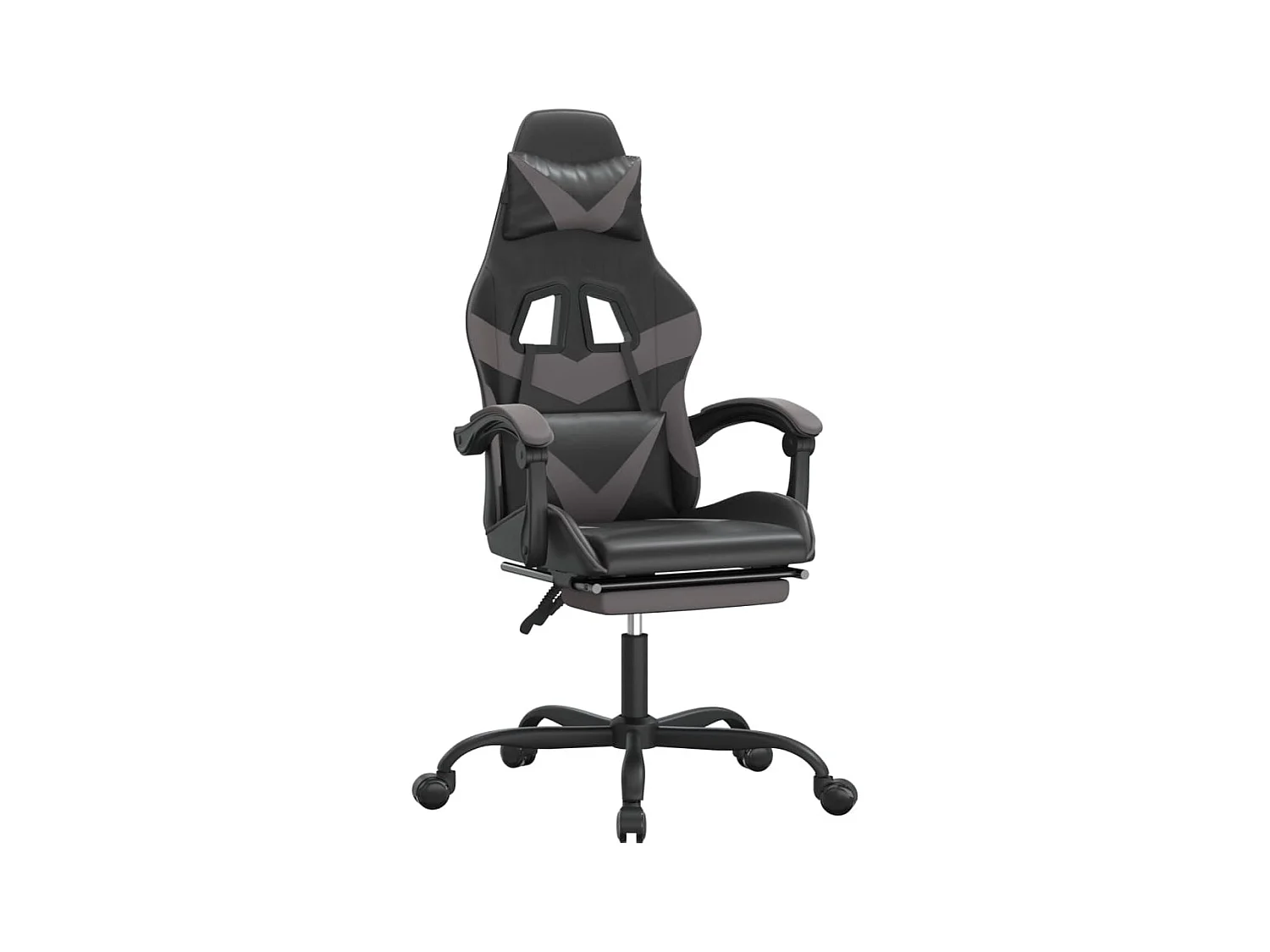 Chaise de jeu avec repose-pied Noir et gris Similicuir