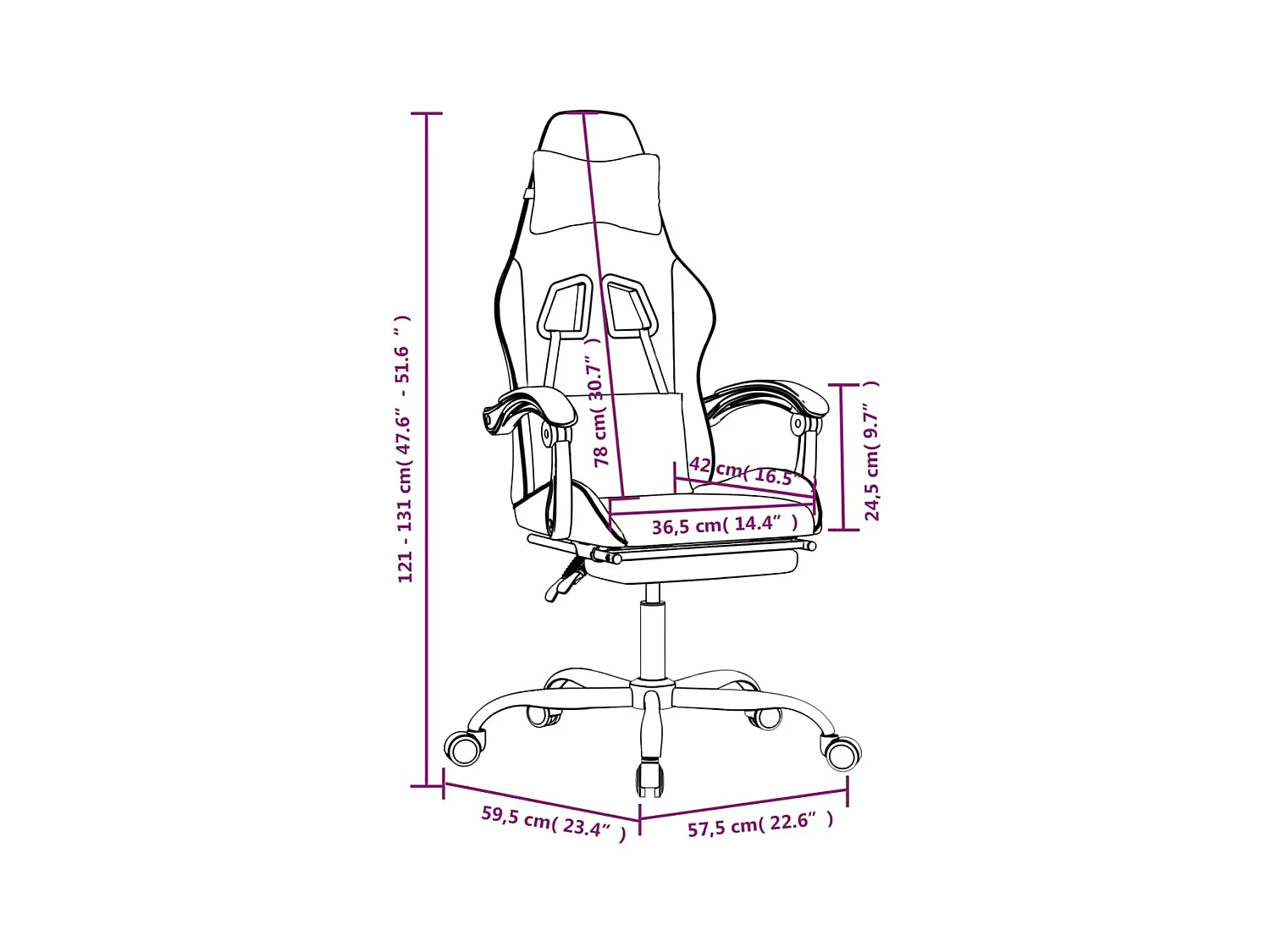 Chaise de jeu avec repose-pied Noir et gris Similicuir