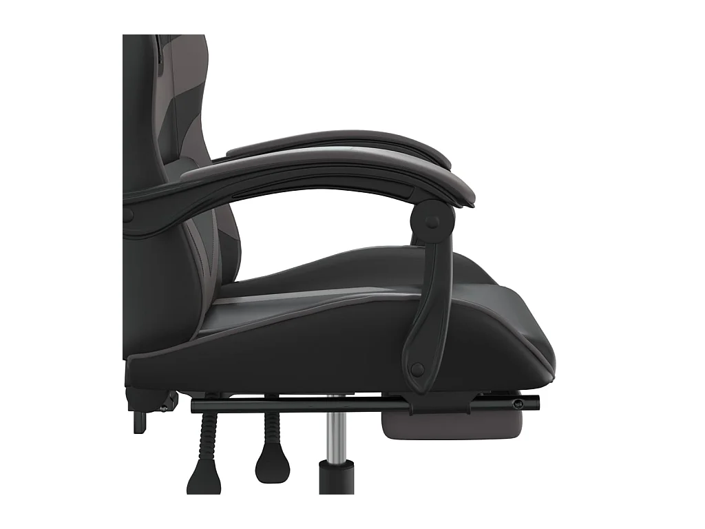 Chaise de jeu avec repose-pied Noir et gris Similicuir