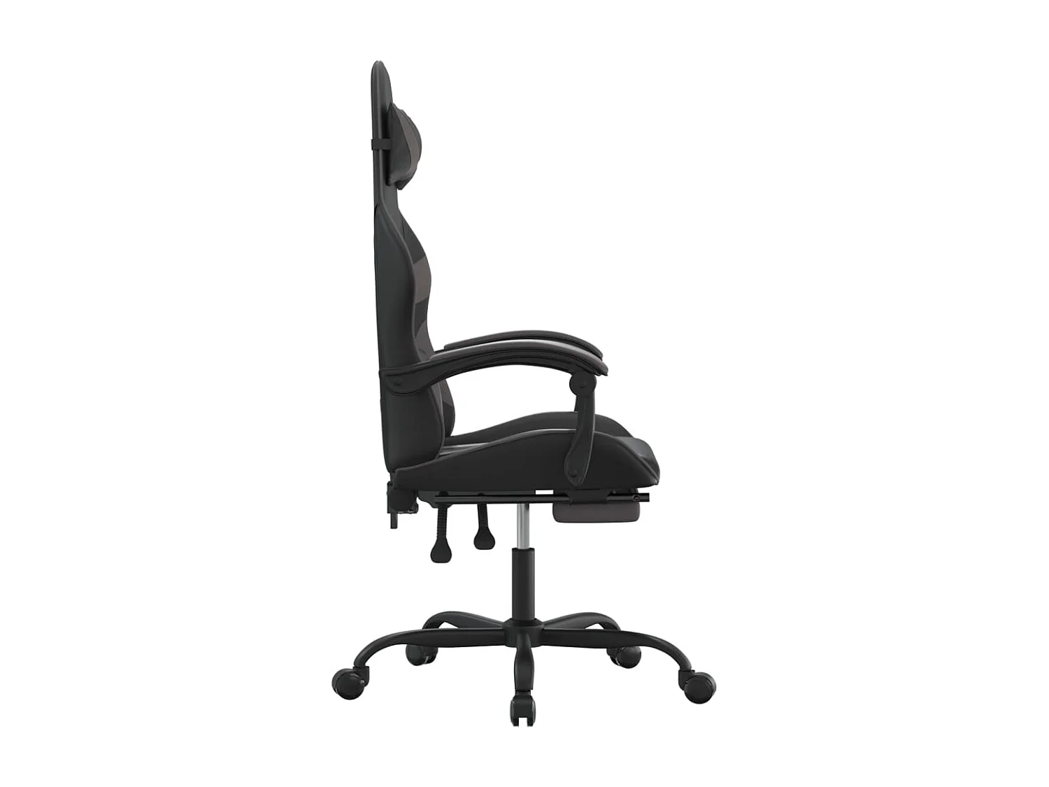 Gaming-Stuhl mit Fußstütze Schwarz und Grau Kunstleder