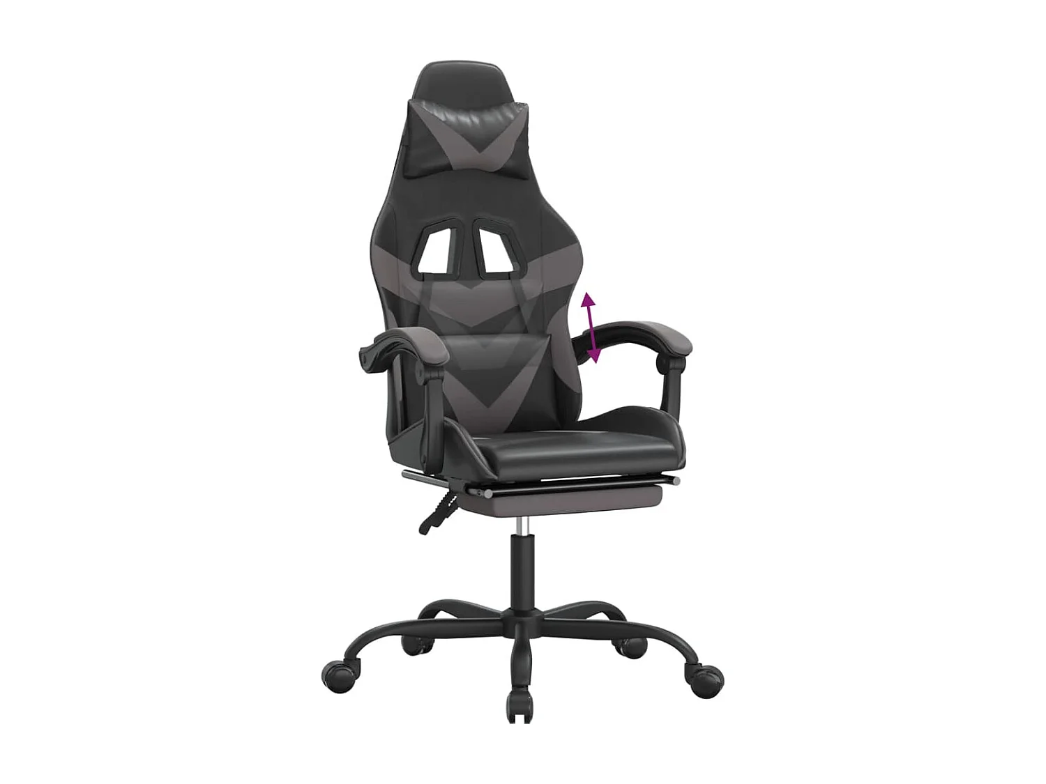 Gaming-Stuhl mit Fußstütze Schwarz und Grau Kunstleder