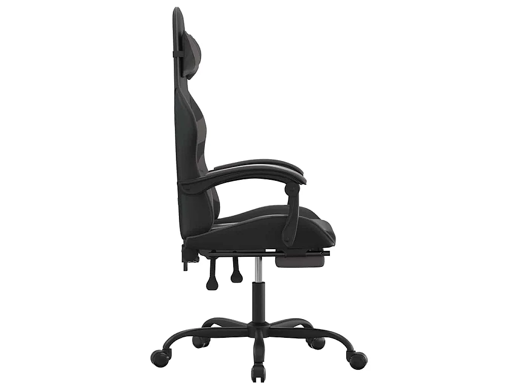 Chaise de jeu avec repose-pied Noir et gris Similicuir