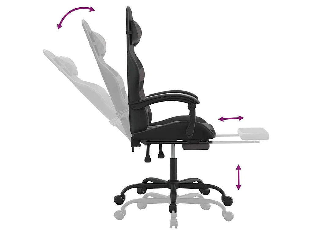 Chaise de jeu avec repose-pied Noir et gris Similicuir