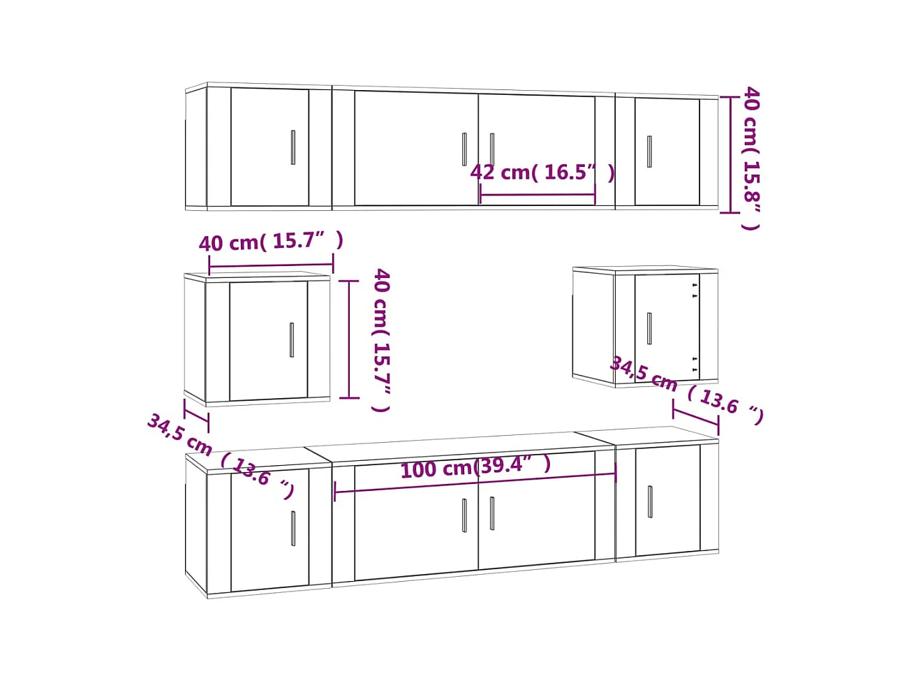 Ensemble de meubles TV 8 pcs Sonoma gris Bois d'ingénierie