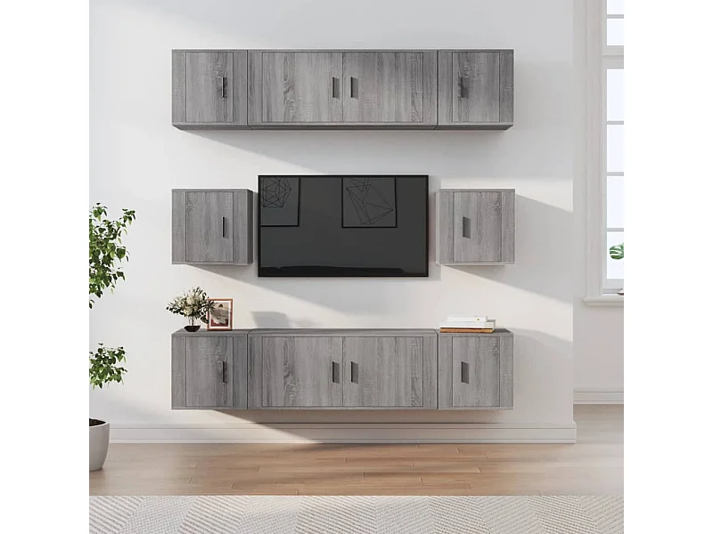 Conjunto móveis de TV 8 pcs madeira processada sonoma cinza