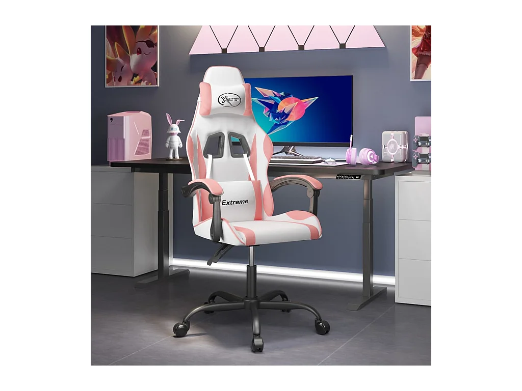 Chaise de jeu Blanc et rose Similicuir