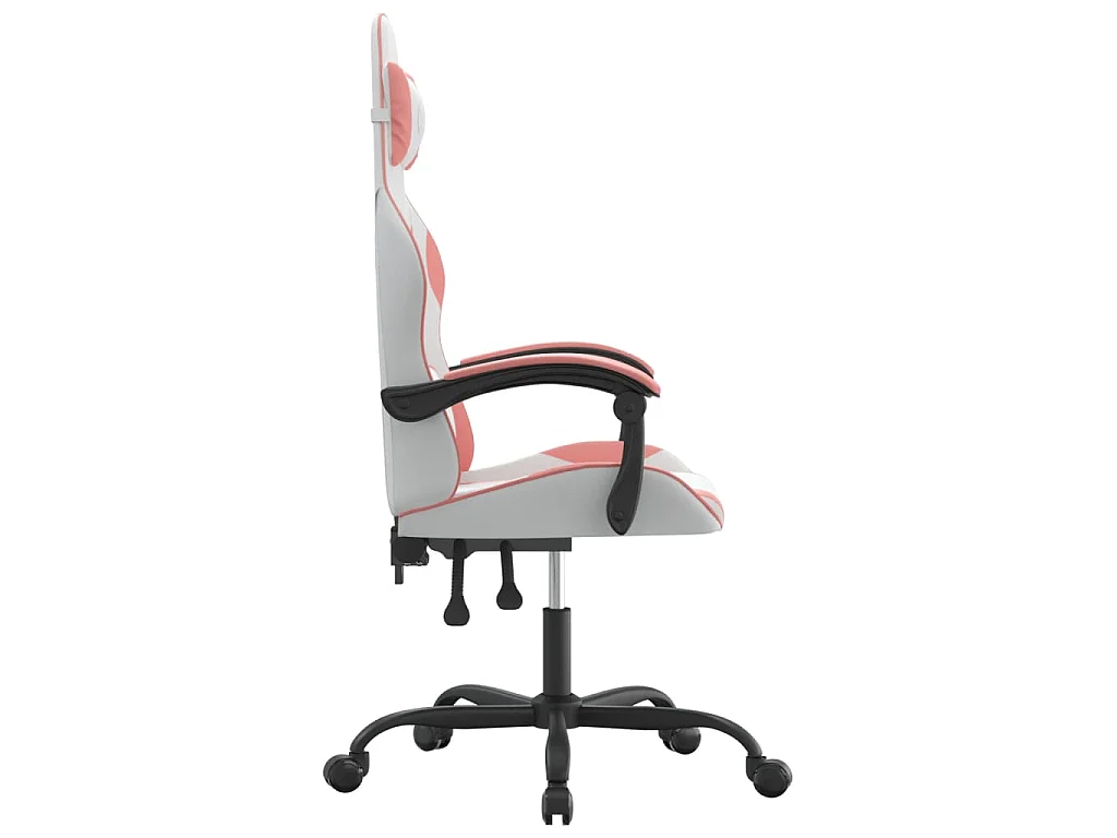 Cadeira gaming couro artificial branco e rosa