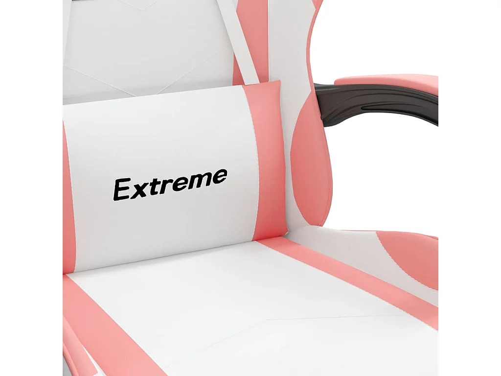 Cadeira gaming couro artificial branco e rosa