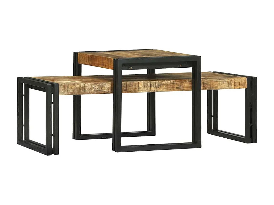 Table basse 2 pcs Marron 48 x 40 x 40 cm Bois de mangue massif