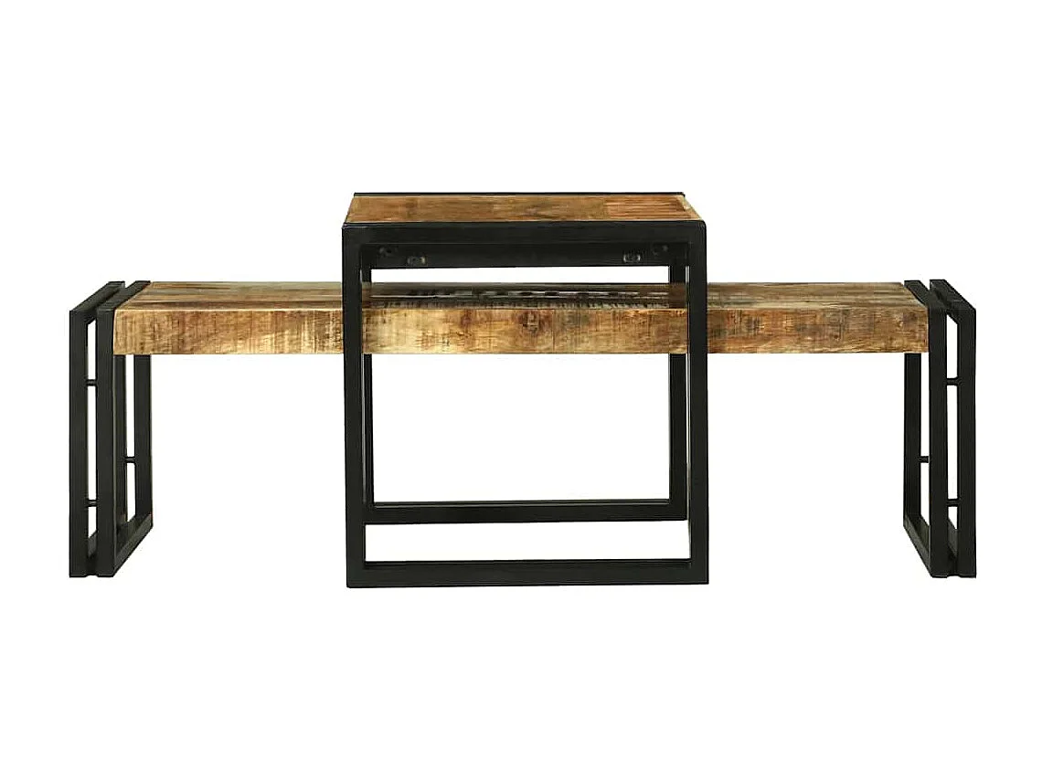 Table basse 2 pcs Marron 48 x 40 x 40 cm Bois de mangue massif