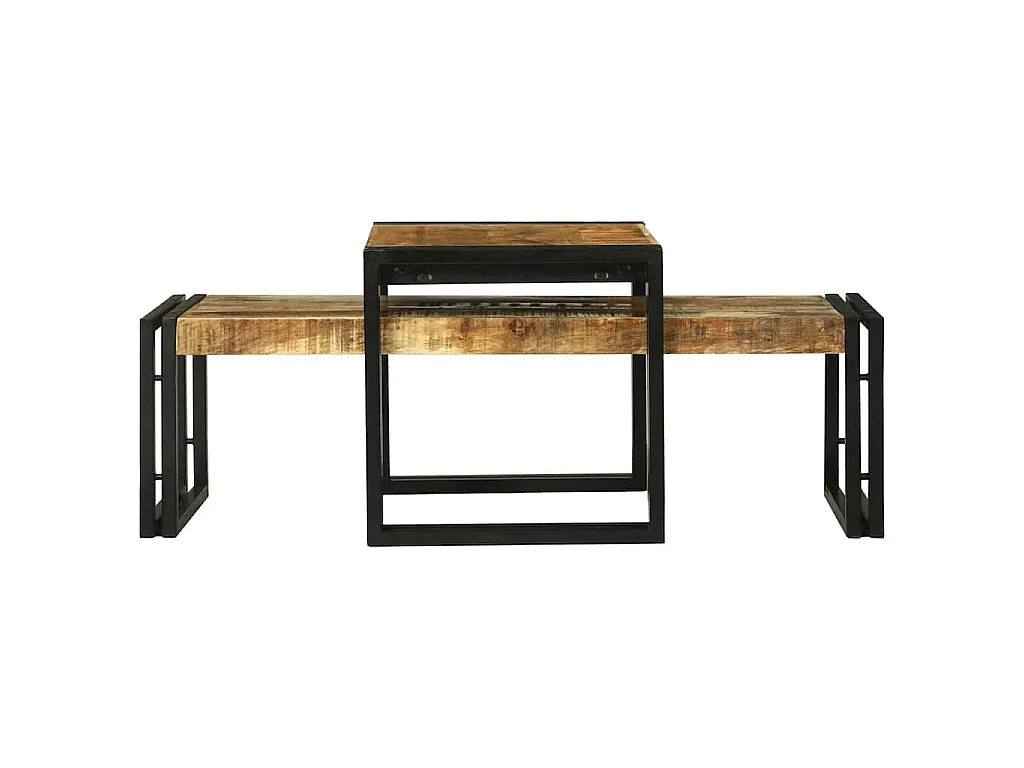 Table basse 2 pc Marron 48 x 40 x 40 cm Bois de mangue massif