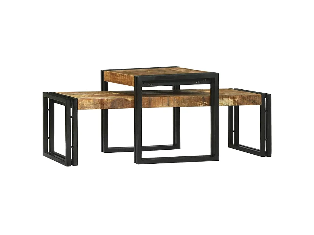 Table basse 2 pc Marron 48 x 40 x 40 cm Bois de mangue massif