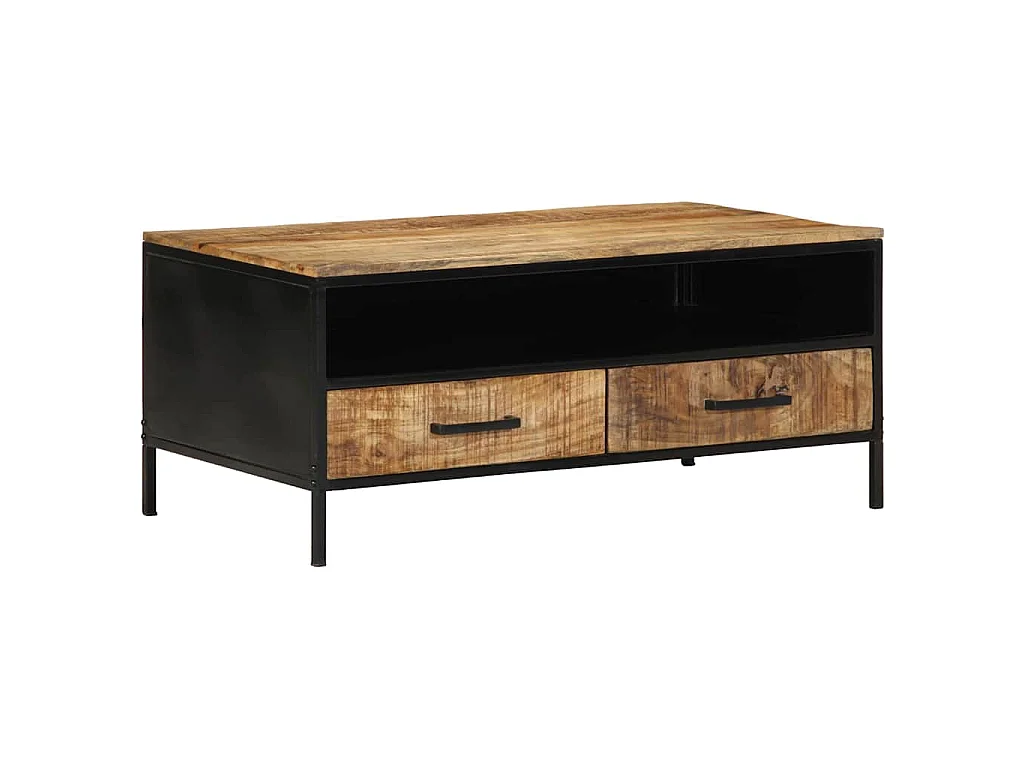 Salontafel Bruin 90 x 50 x 40 cm Massief Mangohout en Metaal