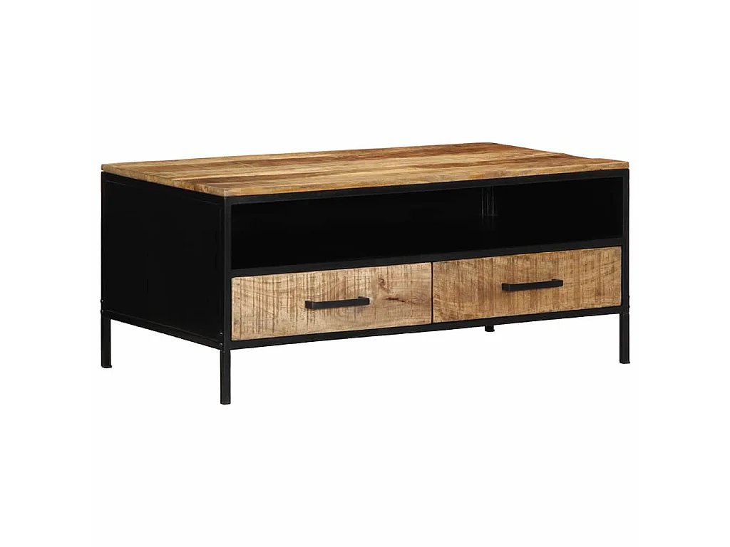 Salontafel Bruin 90 x 50 x 40 cm Massief Mangohout en Metaal