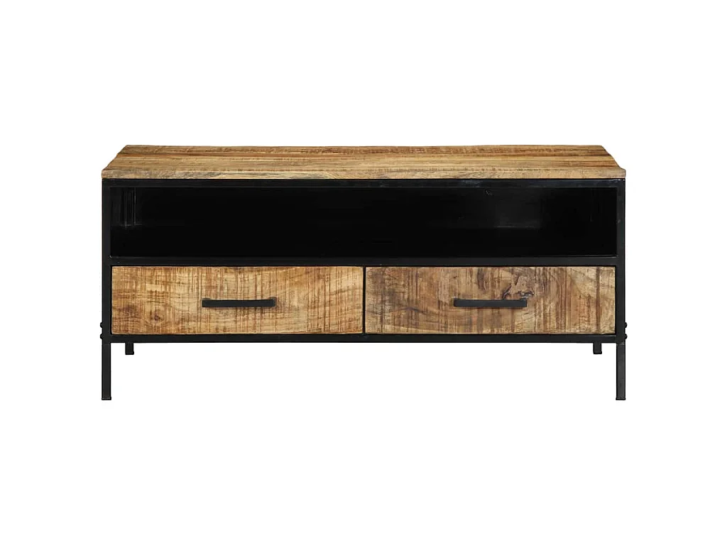 Salontafel Bruin 90 x 50 x 40 cm Massief Mangohout en Metaal