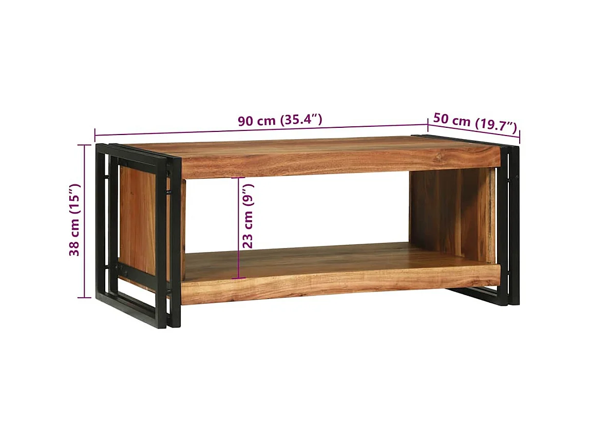 Table basse Marron 90 x 50 x 38 cm Bois d'acacia massif