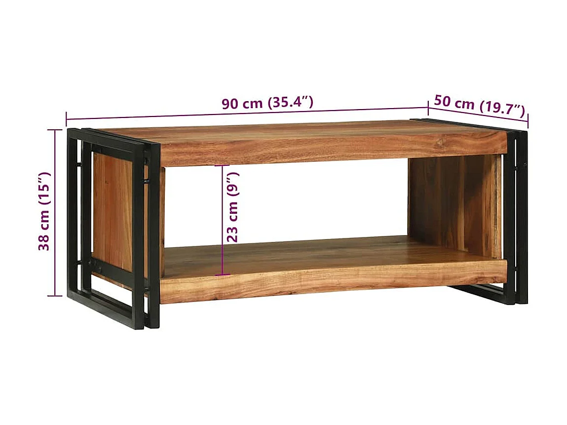 Table basse Marron 90 x 50 x 38 cm Bois d'Acacia Massif