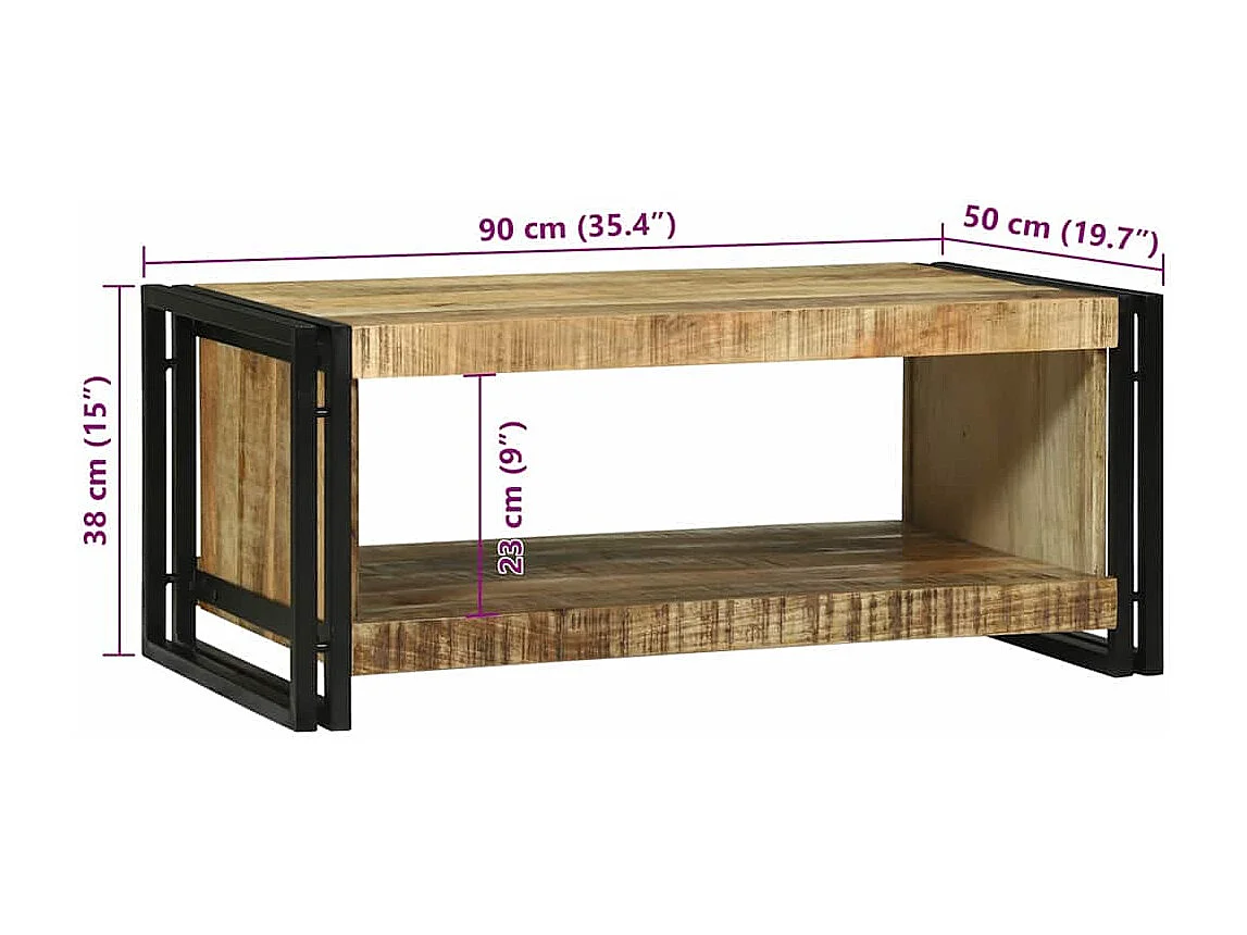Table basse Marron 90 x 50 x 38 cm Bois de mangue massif
