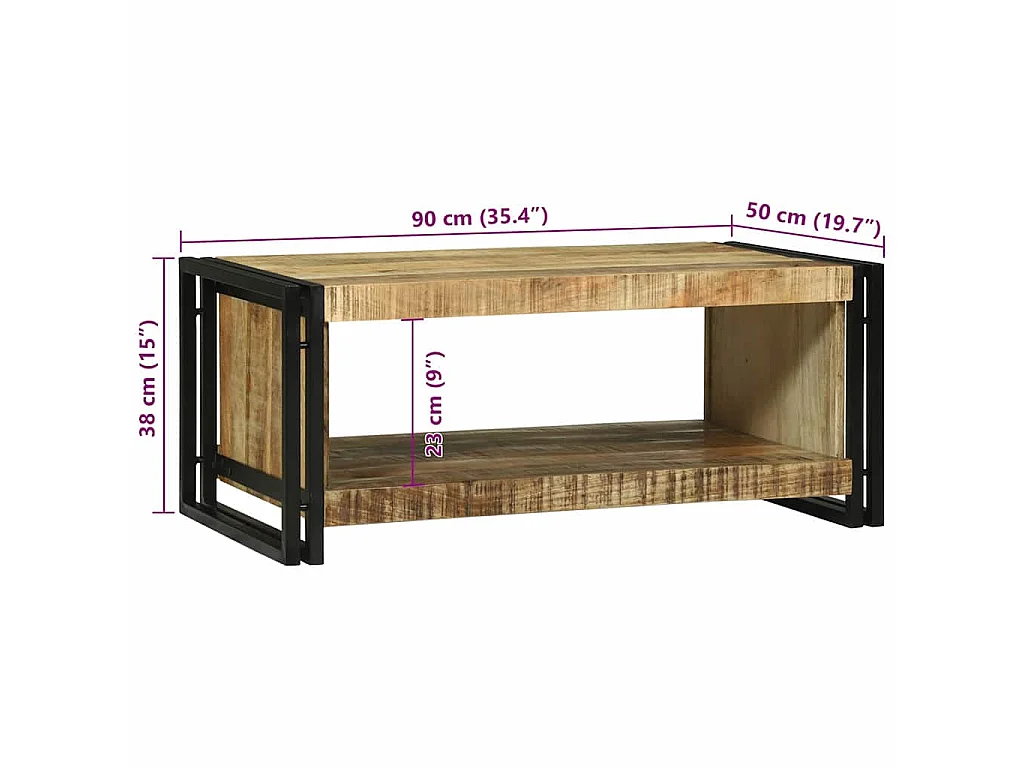 Tavolino da salotto 90 x 50 x 38 cm Legno di mango massello