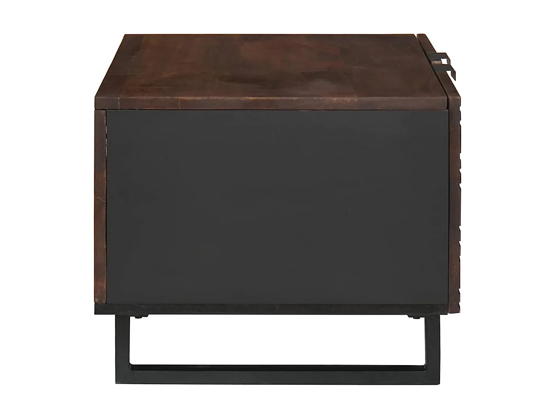 Couchtisch Braun und Schwarz 80 x 50 x 40 cm Massivholz Akazie