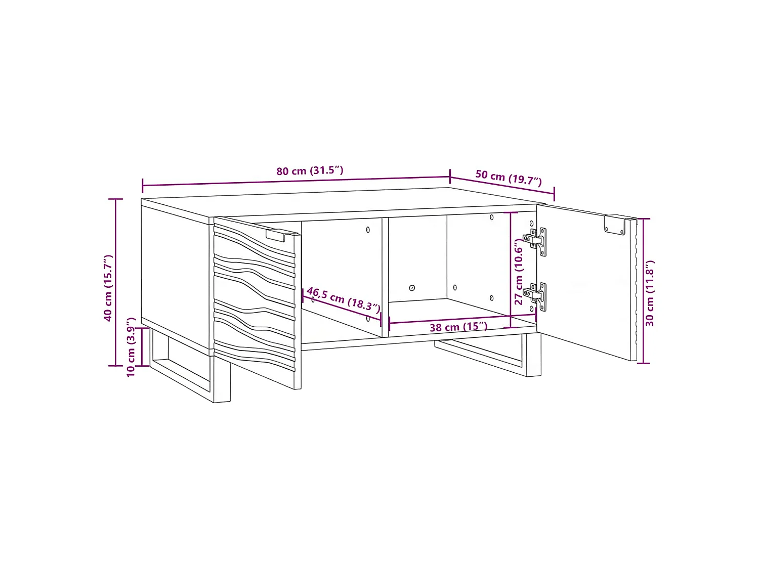 Tavolino da salotto Noce 80 x 50 x 40 cm Legno ingegnerizzato
