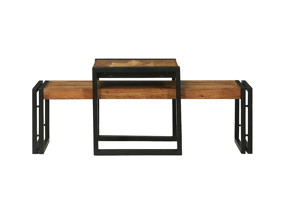 Table basse 2 pcs Marron 48 x 40 x 40 cm Bois d'acacia massif