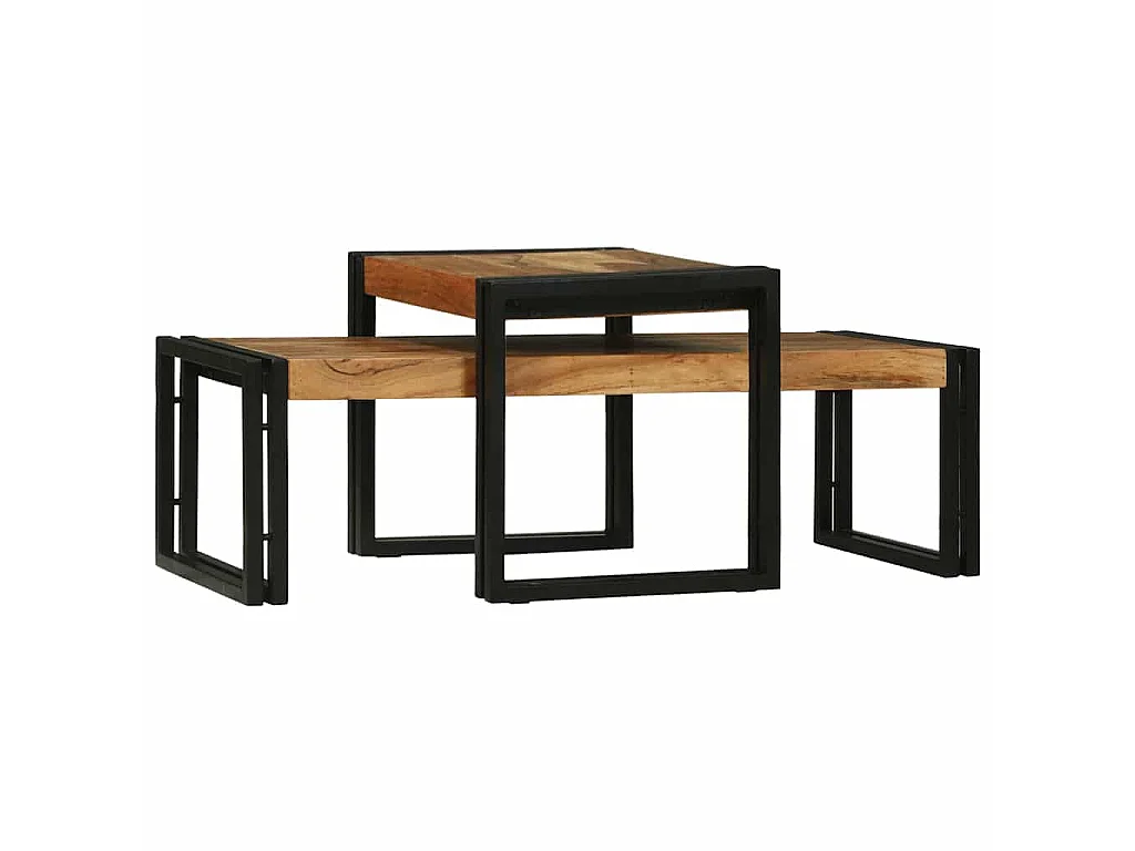 Salontafel 2 st Bruin 48 x 40 x 40 cm Massief Acaciahout