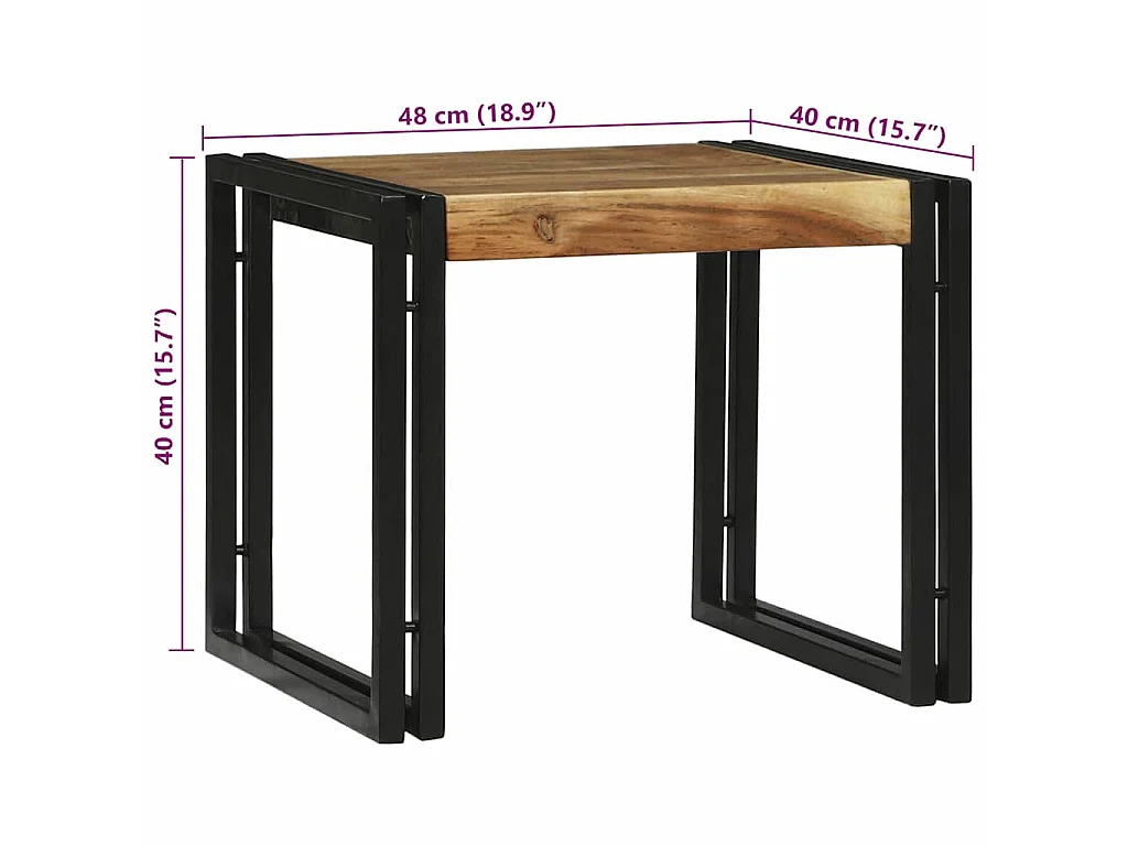 Salontafel 2 st Bruin 48 x 40 x 40 cm Massief Acaciahout