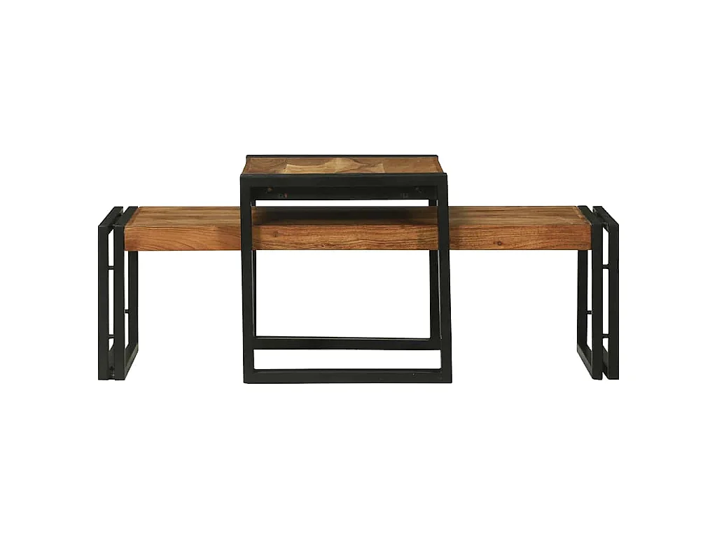 Salontafel 2 st Bruin 48 x 40 x 40 cm Massief Acaciahout