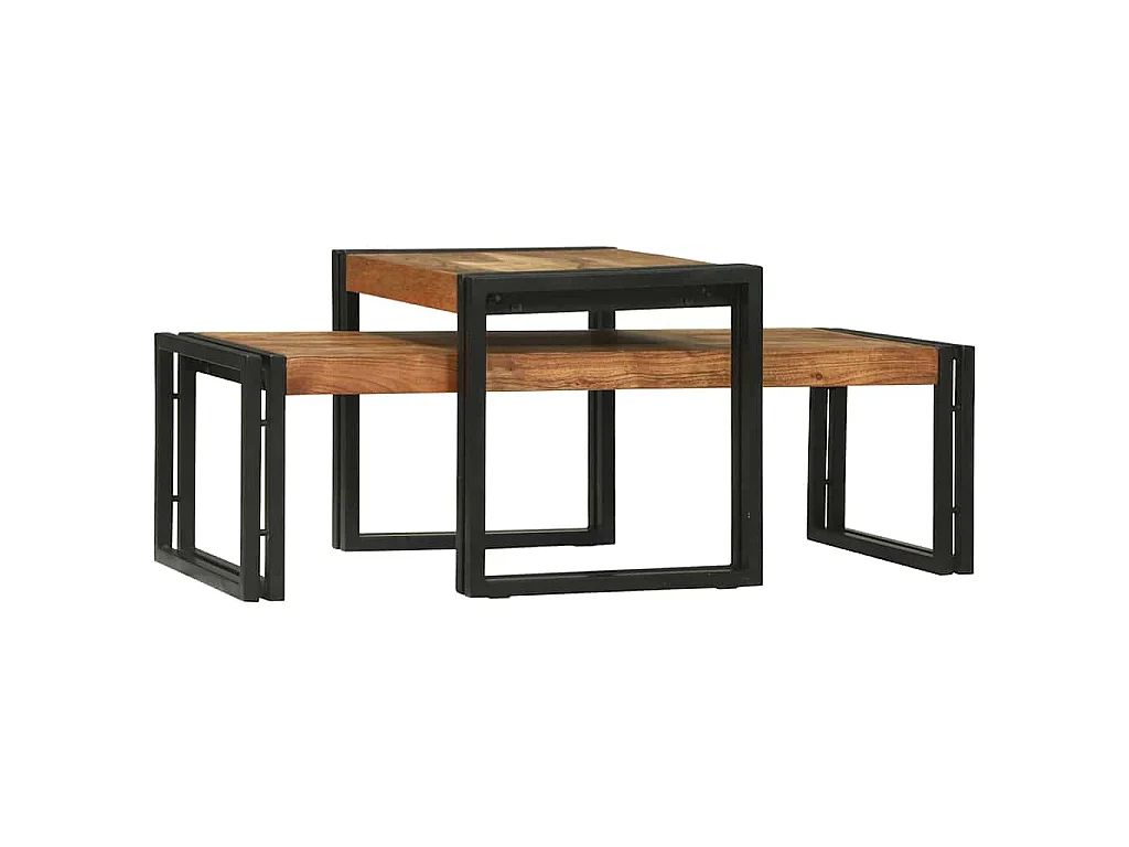 Salontafel 2 st Bruin 48 x 40 x 40 cm Massief Acaciahout