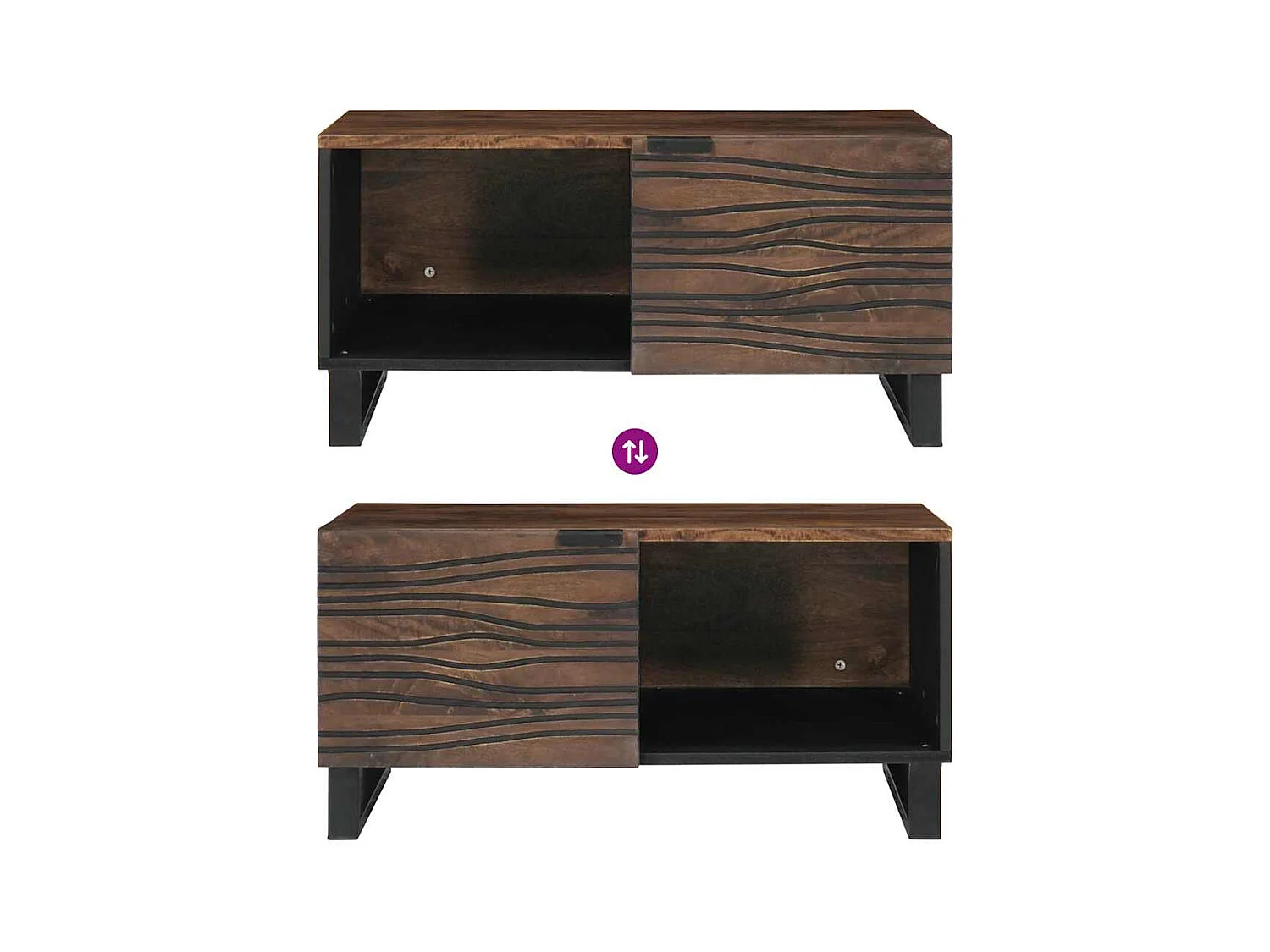 Table basse Marron et Noir 80 x 50 x 40 cm