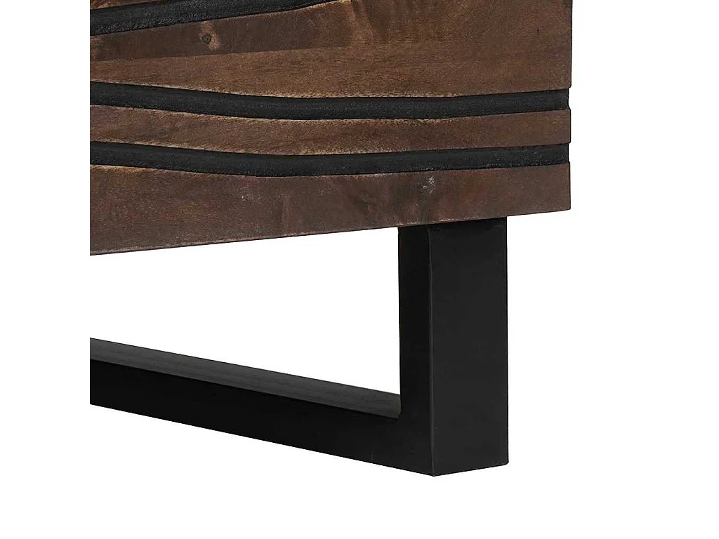 Couchtisch Braun und Schwarz 80 x 50 x 40 cm Massivholz Akazie