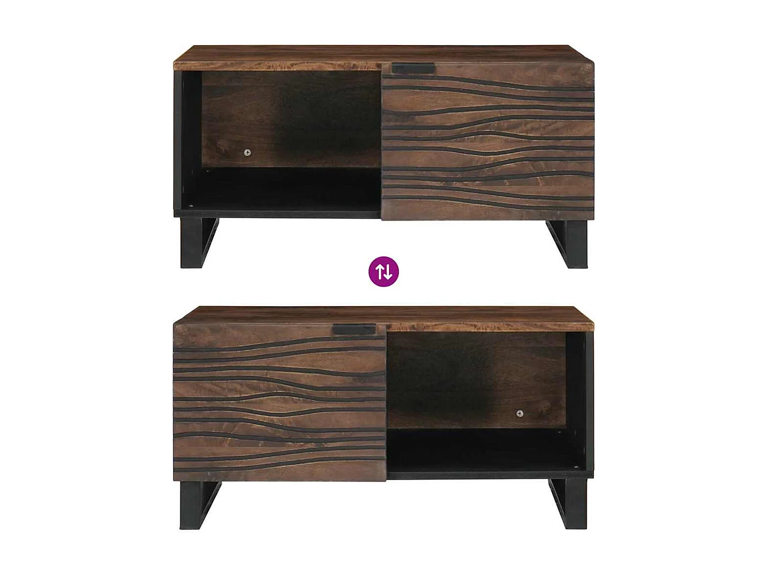 Table basse Marron et Noir 80 x 50 x 40 cm Bois d'acacia massif