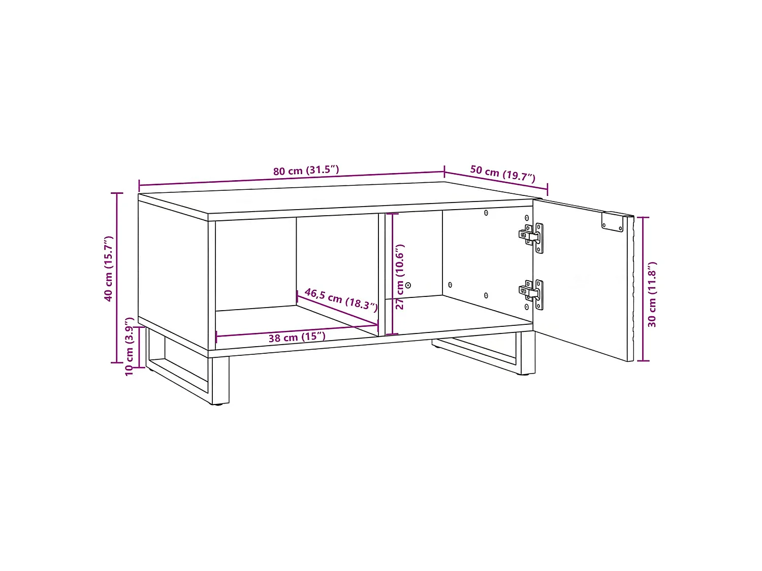 Tavolino da salotto Noce 80 x 50 x 40 cm Legno ingegnerizzato