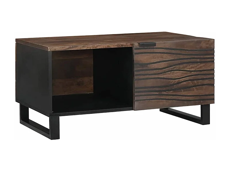 Table basse Marron et Noir 80 x 50 x 40 cm Bois d'acacia massif