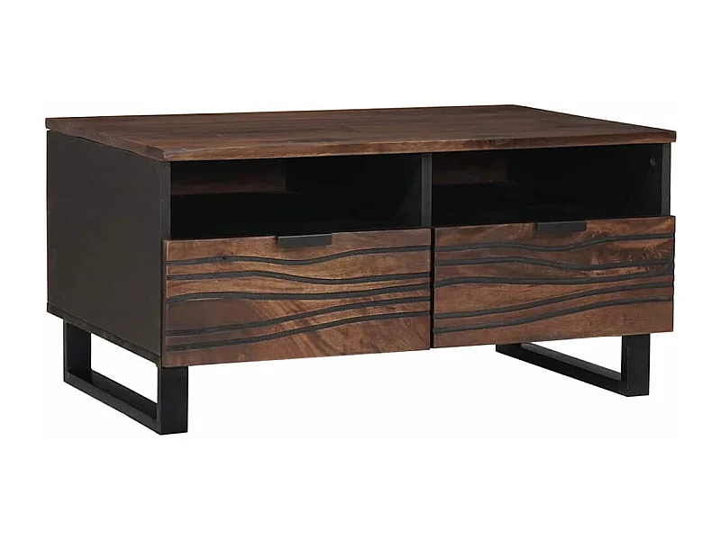 Mesa de Café con cajón Marrón y Negro 80 x 54 x 40 cm