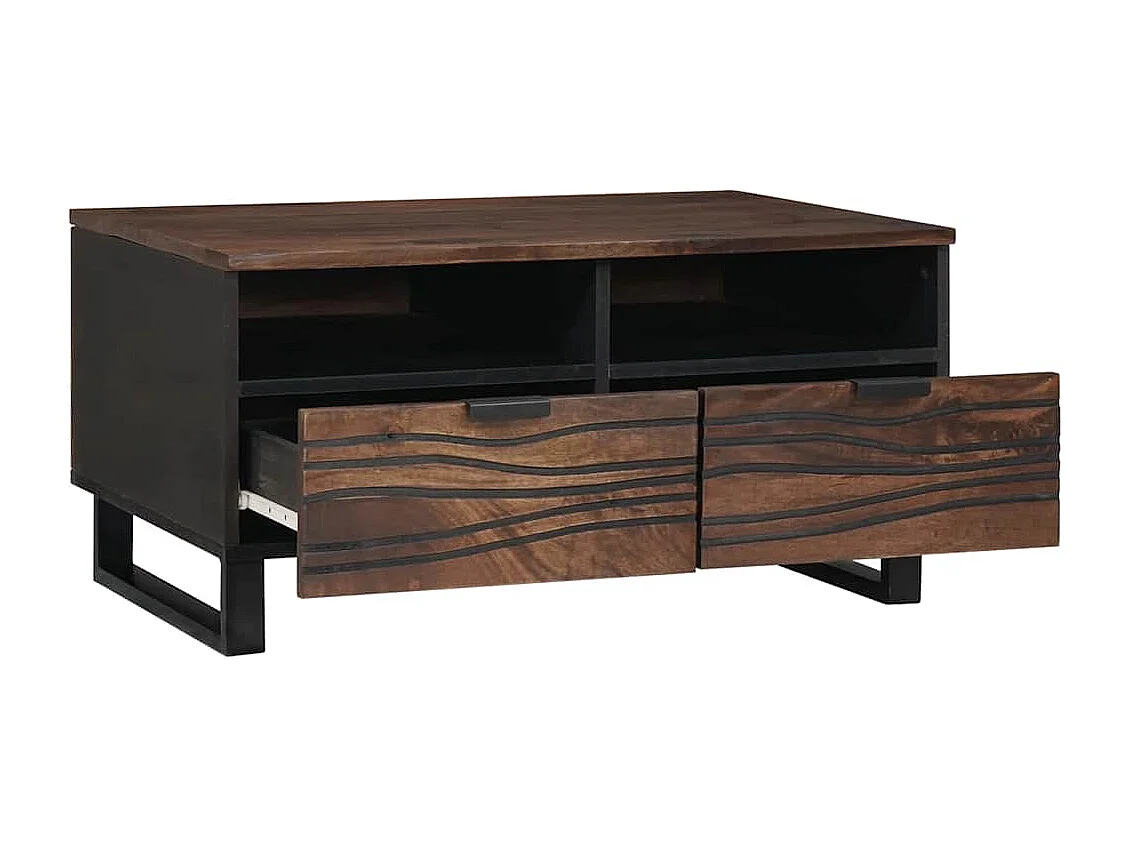 Table basse Marron et Noir 80 x 54 x 40 cm Bois d'acacia massif