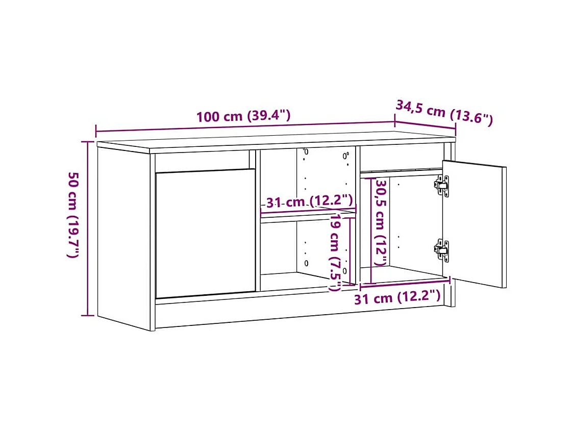 TV-Schränk Braun 100 x 34 x 50 cm Holzwerkstoff