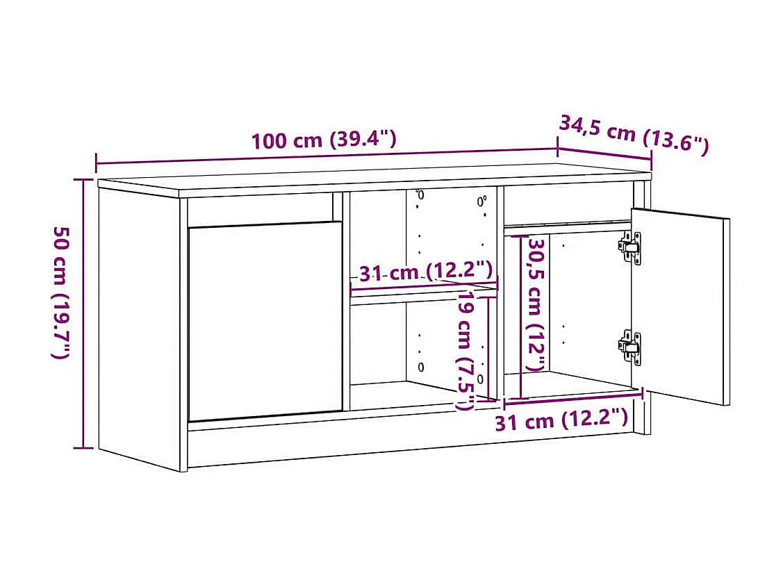 Unites TV Marron 100 x 34 x 50 cm Bois d'ingénierie