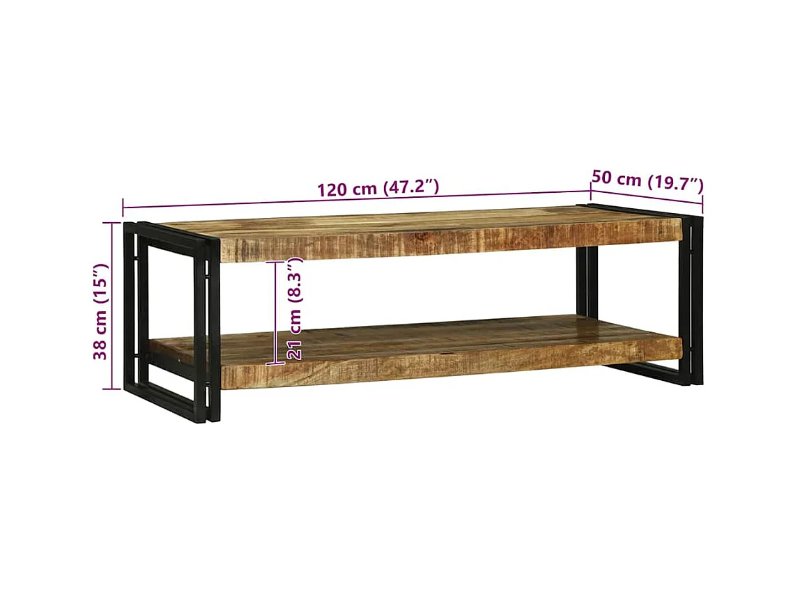 Table basse Marron 120 x 50 x 38 cm bois de manguier massif