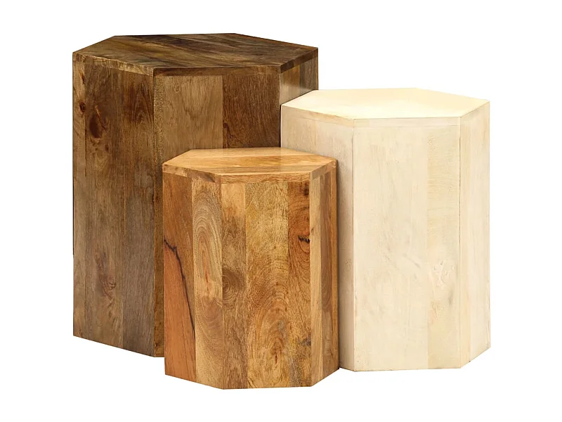 Ensemble de table basse 3 pcs Bois de manguier massif