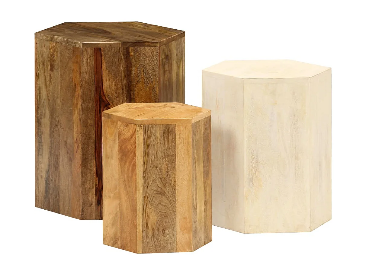 Ensemble de table basse 3 pcs Bois de manguier massif