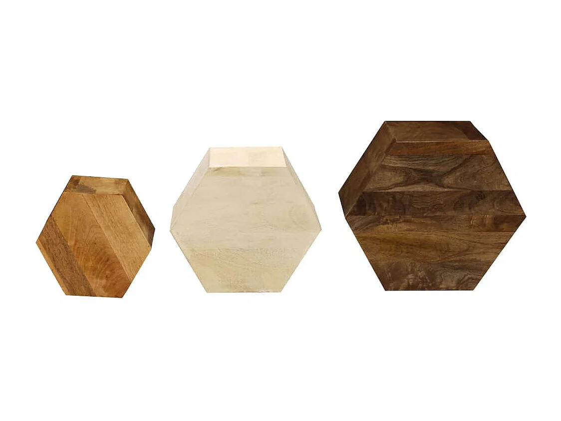 Ensemble de table basse 3 pcs Bois de manguier massif